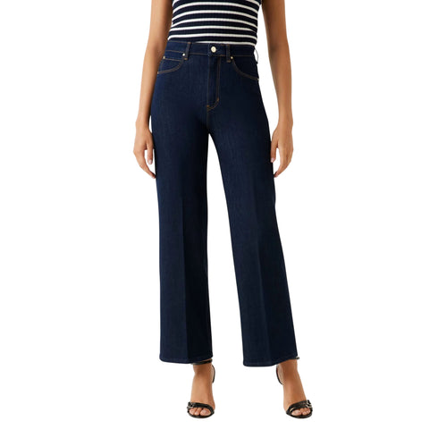 Jeans Donna modello wide leg, con logo iconico posteriore